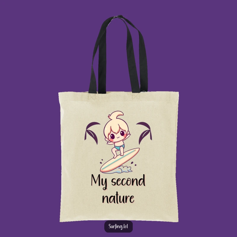 Funny Balancing Surfer Tote Bag - Surf Mishaps, Whimsical Funny Gift