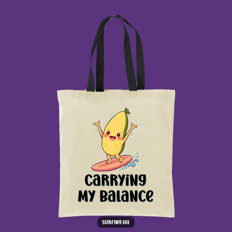 Funny Food Handstand Tote Bag: Cheerful Surfer, Carry Your Fun!